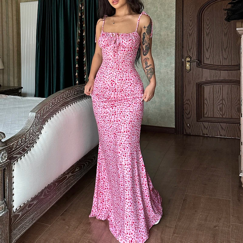 Lina | Zomerse Maxi-Jurk Met Hartjesprint