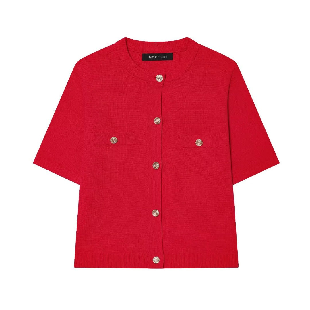 Faye | Gebreid vest met korte mouwen