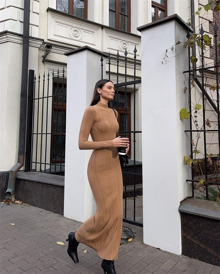 Alina | Geribbelde maxi-jurk